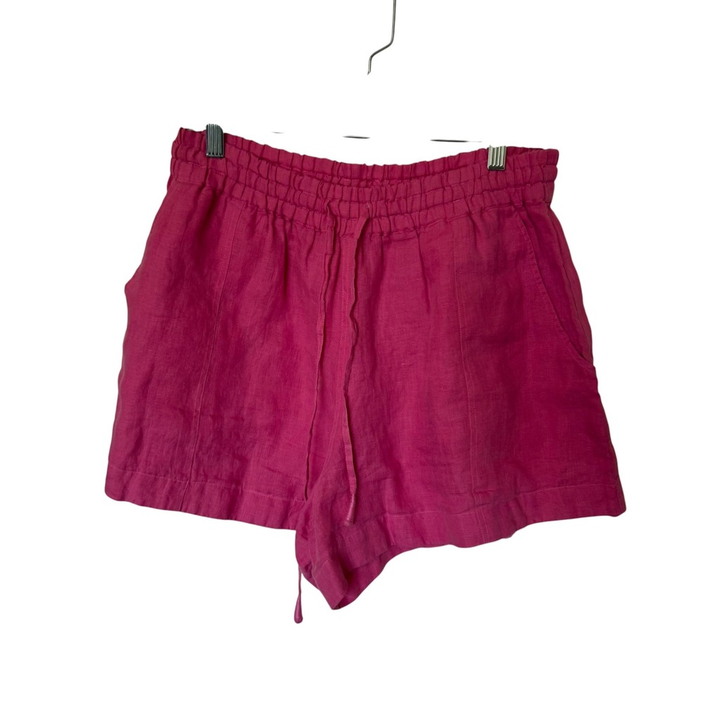 Apiece Apart Shorts Womens Medium Pink‎ Excellent Linen Smocked Waist Drawstring